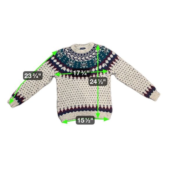 Vintage 80s/90s Woolrich Woman Scenic Fair Isle Sheep Wool Knit Sweater Size M - Picture 2 of 6